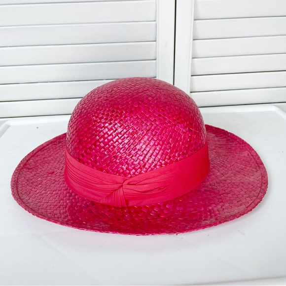 Vintage red straw derby hat - Picture 4 of 5